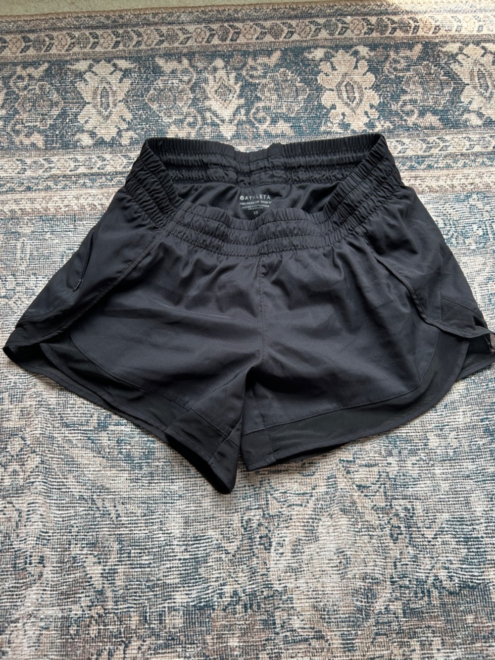 Athleta Black Elastic-Waist Athletic Running Shorts